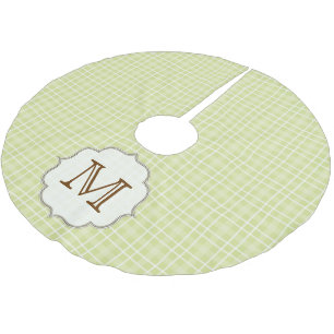 Green Plaid Tartan Monogram Initial Tree Skirt