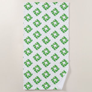 Green Plaid Tooth Pattern Beach Towel