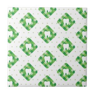 Green Plaid Tooth Pattern Ceramic Tile