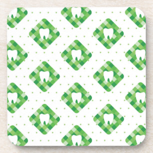 Green Plaid Tooth Pattern Coaster