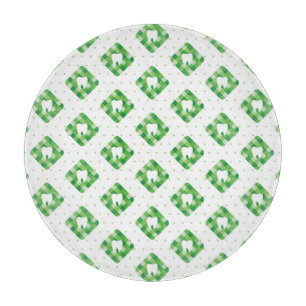 Green Plaid Tooth Pattern Cutting Board