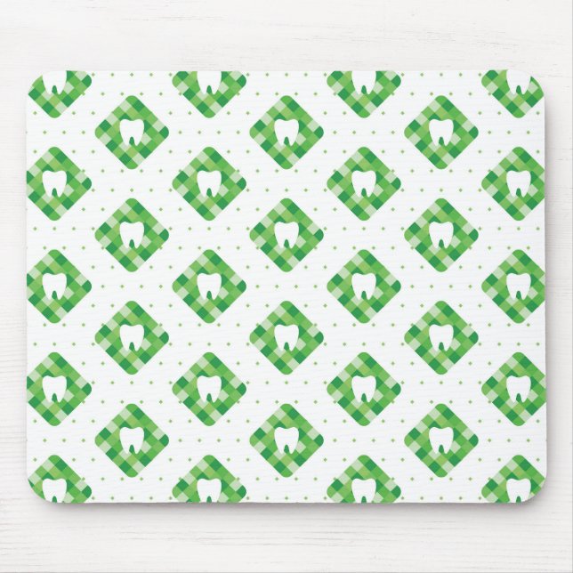 Green Plaid Tooth Pattern Mouse Pad (Front)