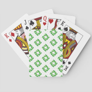 Green Plaid Tooth Pattern Playing Cards