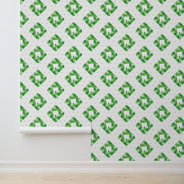 Green Plaid Tooth Pattern Wallpaper (Application)