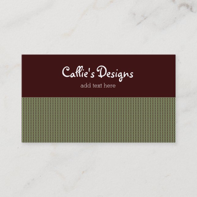 Green Plaid with Chocolate Brown Business Card (Front)