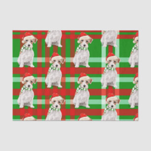 Green Plaid with Jack Russell Terrier Christmas Tissue Paper