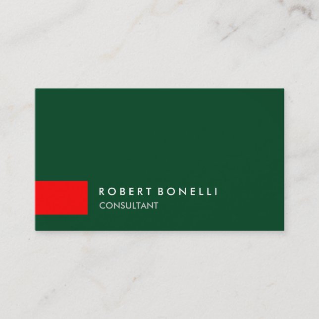 Green Plain Red Stripe Consultant Business Card (Front)