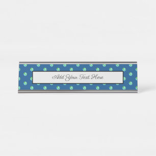 Green Planet Dots Earth Day Ecology Environment Desk Name Plate