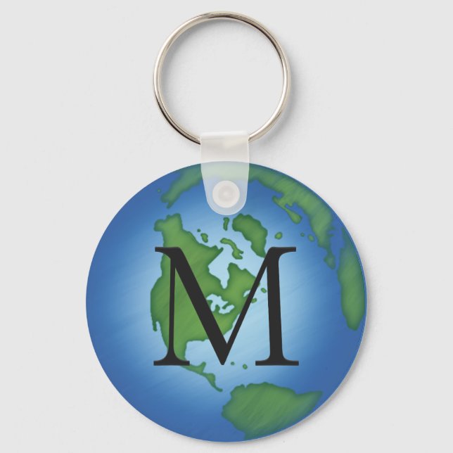 Green Planet Earth Environmental Momogramed Key Ring (Front)