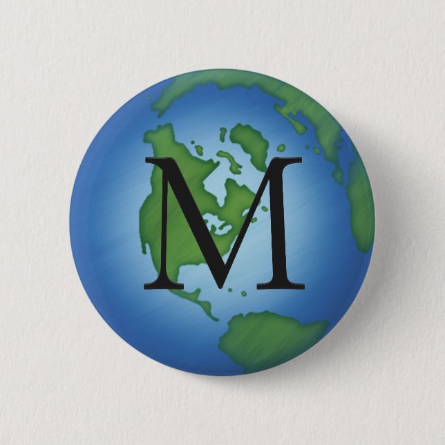Green Planet Earth Environmental Monogramed 6 Cm Round Badge (Front)