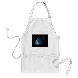 green planet in the universe with aura and stars standard apron