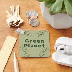 Green planet key ring