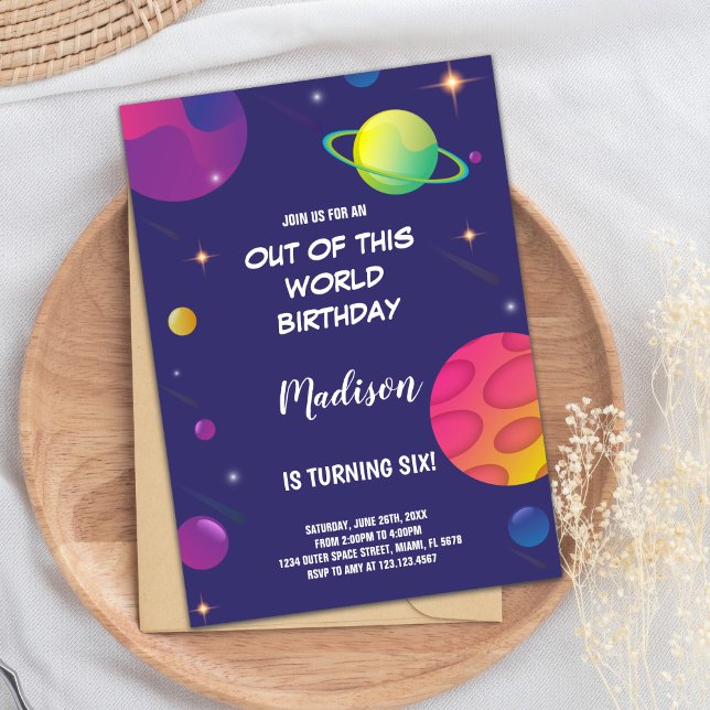 Green Planet Outer Space Birthday Invitations (Green Planet Outer Space Birthday Invitations)
