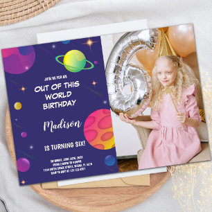 Green Planet Outer Space Birthday Invitations phot