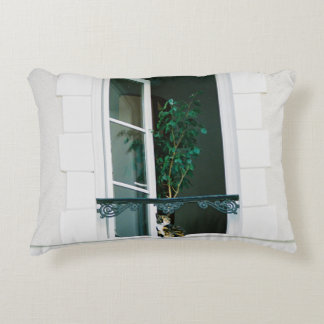 GREEN PLANT ON WHITE WINDOW DECORATIVE CUSHION