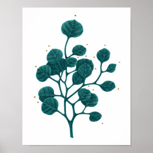 Green Plant Pattern Pen Drawing Poster