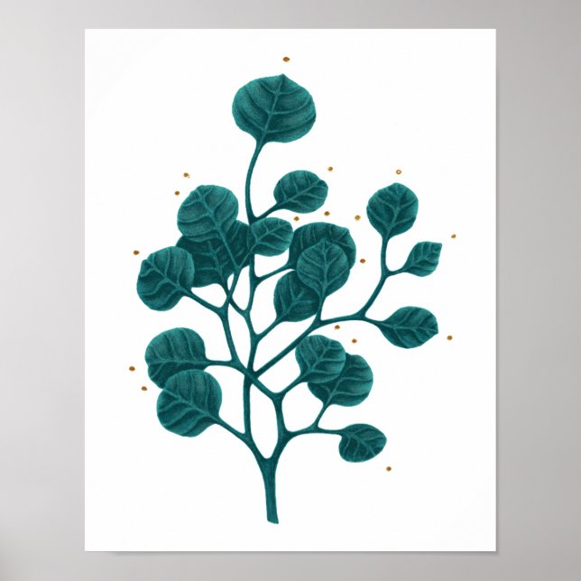 Green Plant Pattern Pen Drawing Poster (Front)
