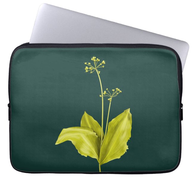 Green Plant Wild Garlic Botanical Laptop Sleeve (Front)