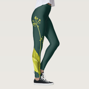 Green Plant Wild Garlic Botanical Leggings