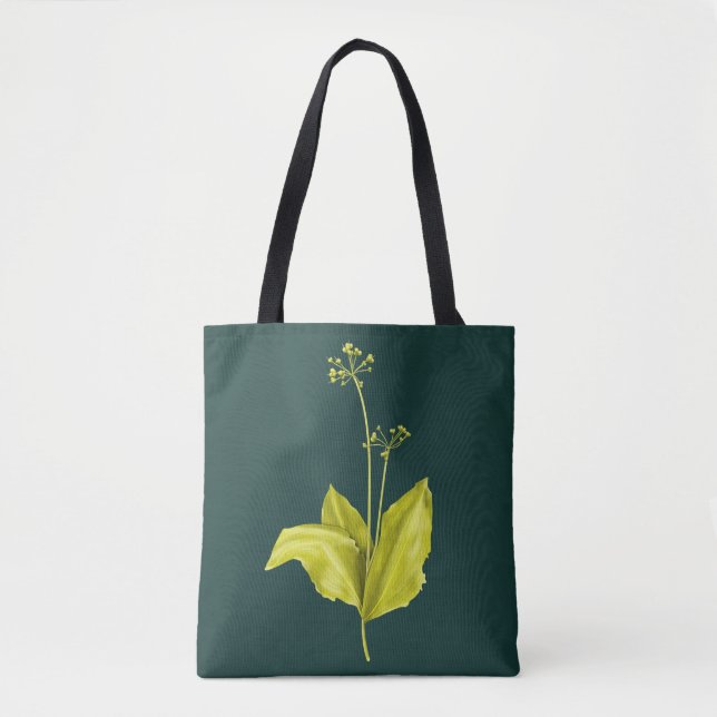 Green Plant Wild Garlic Botanical Tote Bag (Front)