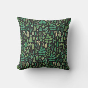 Green plants seamless pattern cushion