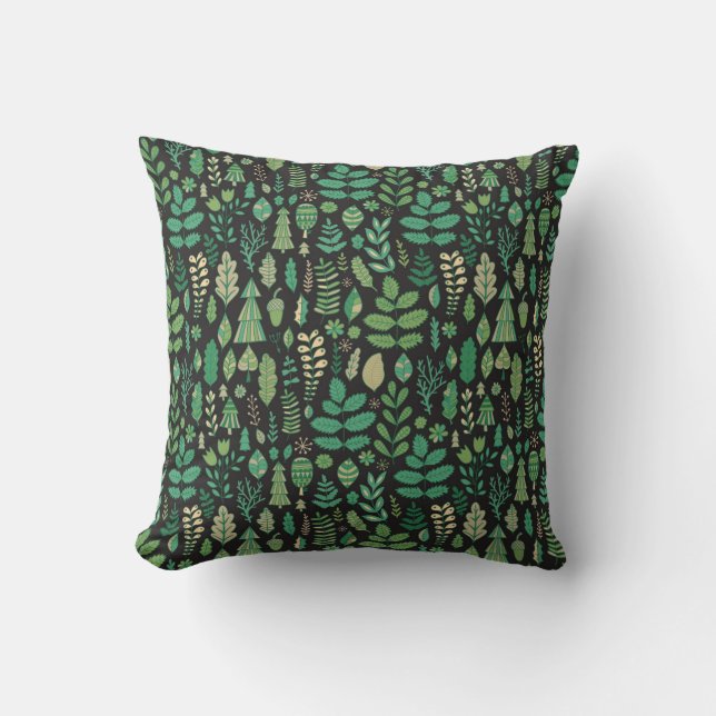 Green plants seamless pattern cushion (Front)