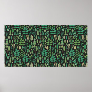 Green plants seamless pattern poster