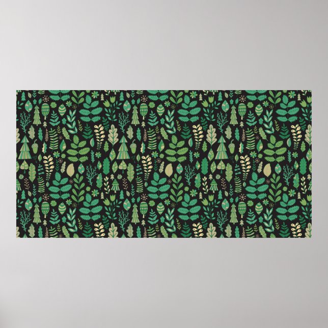 Green plants seamless pattern poster (Front)