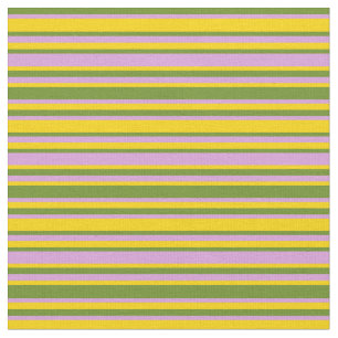 Green, Plum, and Yellow Coloured Stripes Fabric