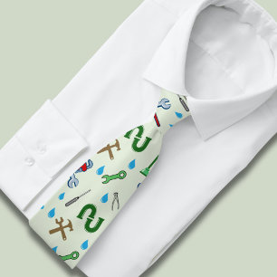 Green Plumbing Profession Plumber Dad Tie