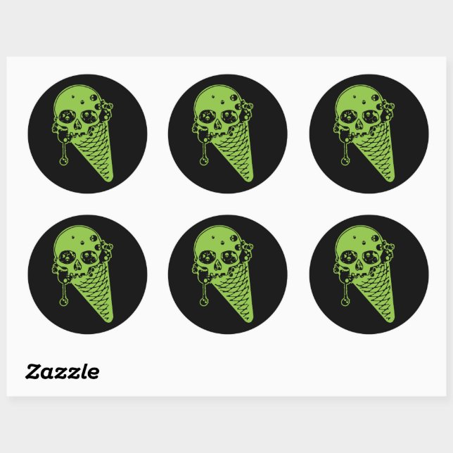 Green Poison Ice Cream Cone Classic Round Sticker (Sheet)