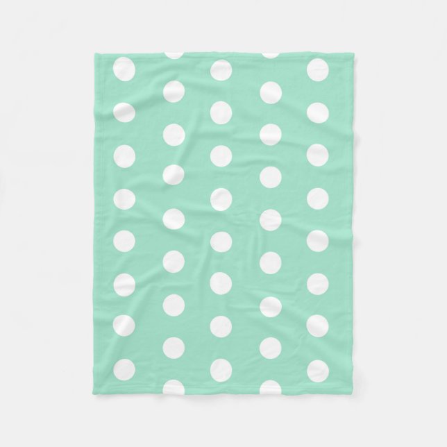 Green Poka Dots Fleece Blanket (Front)