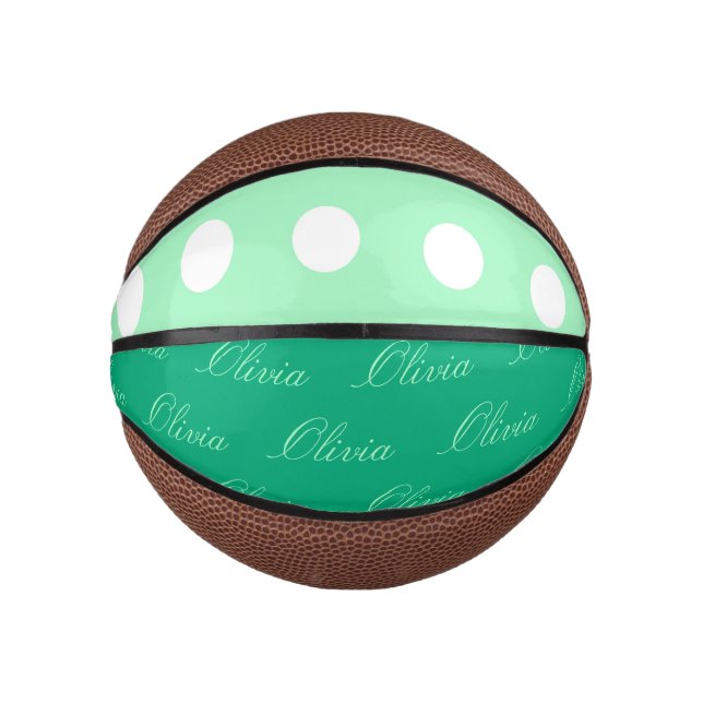Green Poka Dots Mini Basketball (Front)