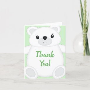 Green Polar Bear Baby Shower Thank You Card