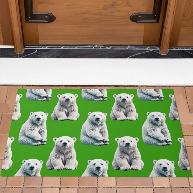 Green Polar Bear Pattern Design  Doormat (Creator Uploaded)