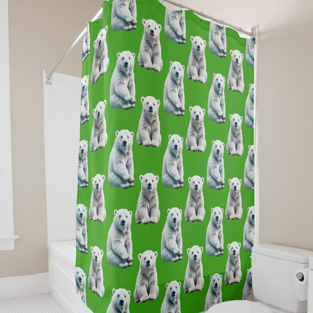 Green Polar Bear Pattern Design  Shower Curtain (Creator Uploaded)