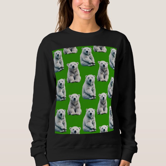Green Polar Bear Pattern Design  Sweatshirt (Front)