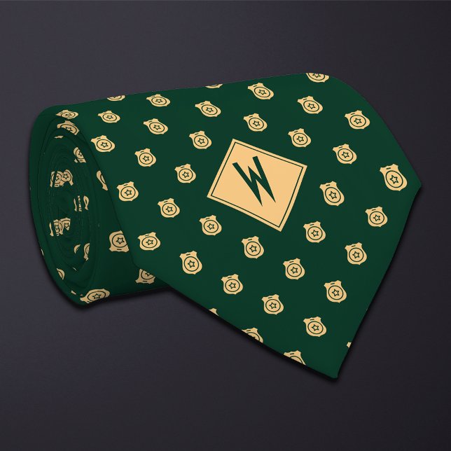 Green Police Badge Pattern Tie (Creator Uploaded)