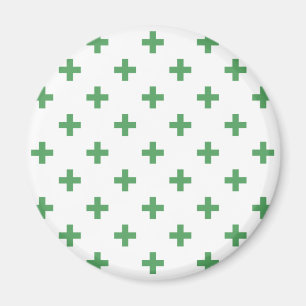 Green polka crosses on white magnet