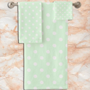 Green Polka Dot Bath Towel Set