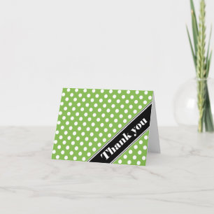 Green Polka Dot Black Stripe Thank You Cards