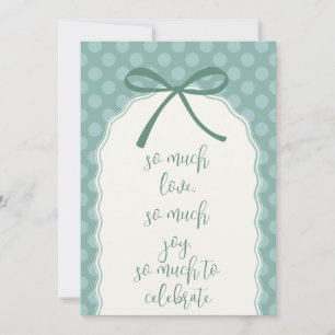 Green Polka Dot Bow Baby Shower Invitation