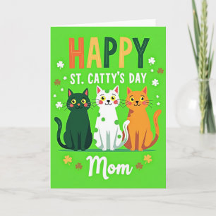 Green Polka Dot Cat Mom Card