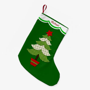 Green Polka Dot Christmas Tree Personalised Small Christmas Stocking