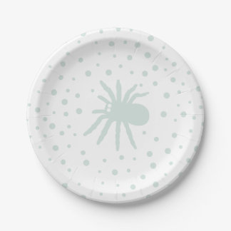 Green Polka Dot Confetti with Spooky Spider Paper Plate