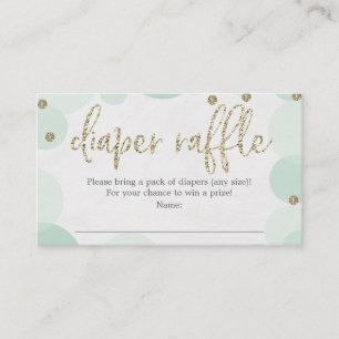Green Polka Dot Diaper Raffle Baby Shower Card