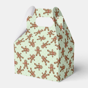 Green Polka Dot Gingerbread Man Christmas Cookie Favour Box