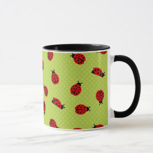 Green Polka Dot Ladybug Mug