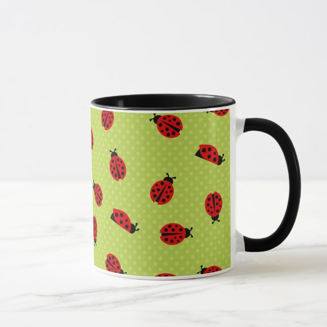 Green Polka Dot Ladybug Mug (Right)