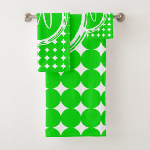 Green Polka Dot Monogram Bath Towel Set
